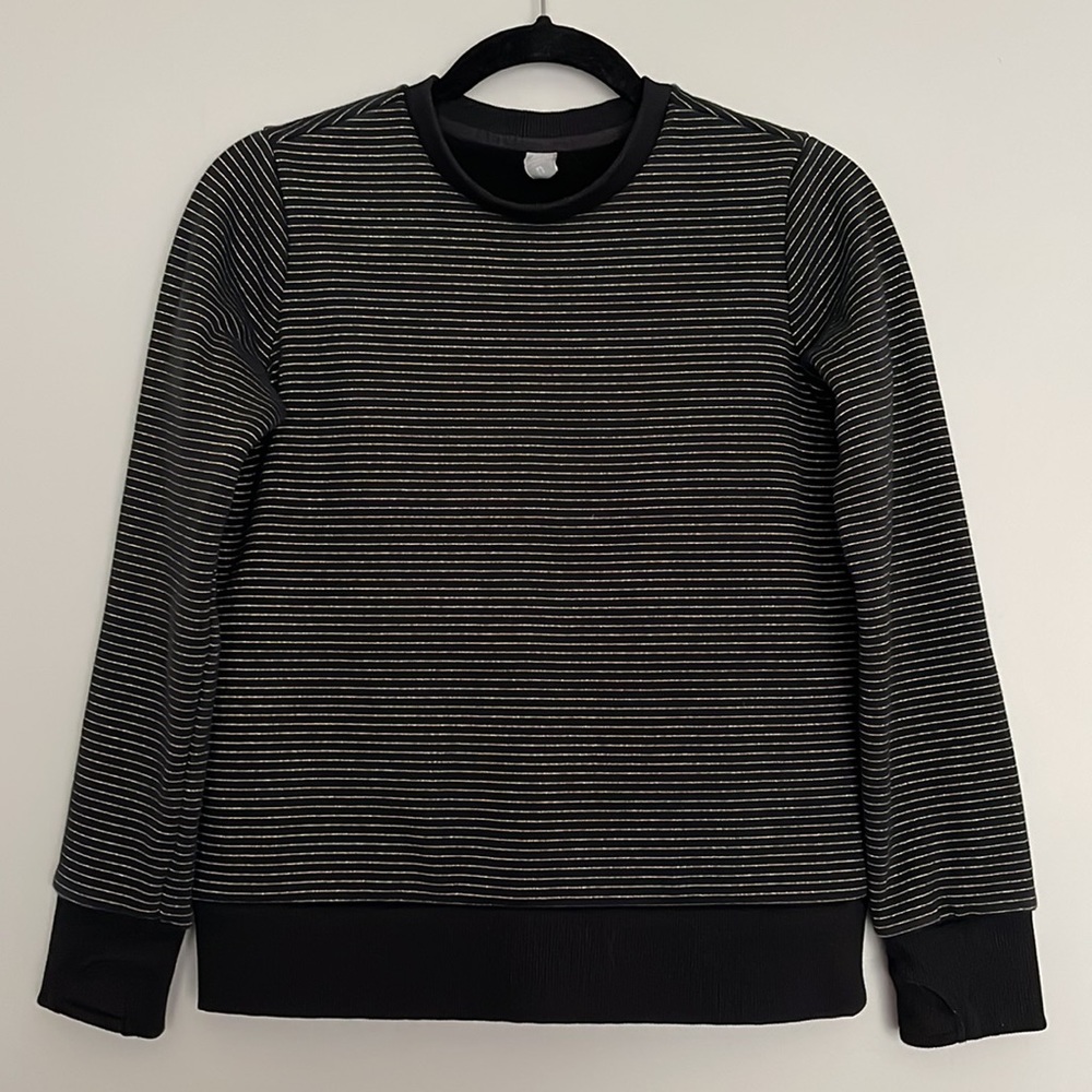 Athleta Girl Feeling Good Metallic Stripes Pullover Sweatshirt Youth Size XL